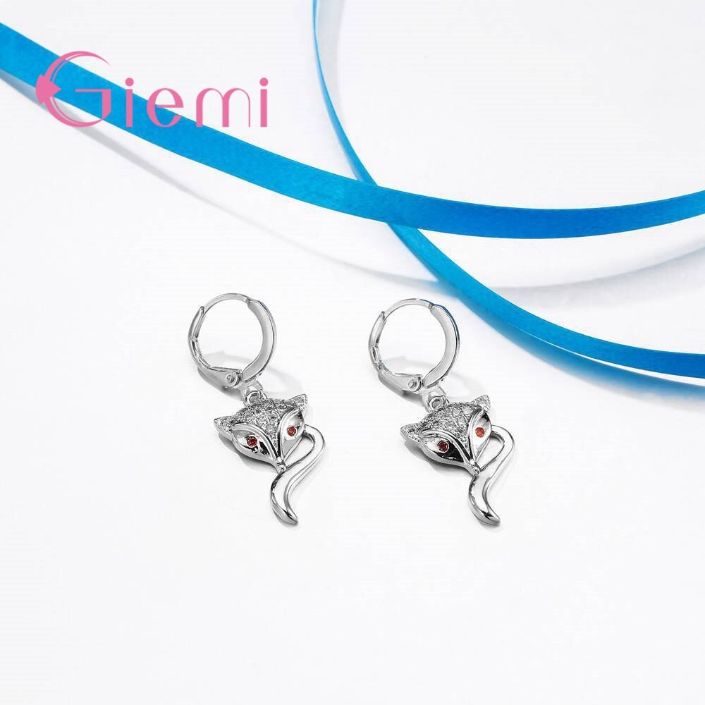 Ensemble de Bijoux pour femmes, collier, boucles d'oreilles, ravissant renard, en argent Sterling 925, Zircon cubique, cristal, Bijoux de fête