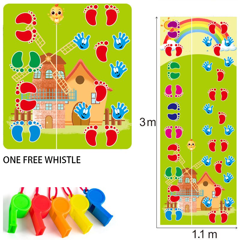 Hand and Feet Game Kids Jumping Carpet Mat Children Jump Lattice Pad Family Kindergarten Indoor Outdoor Team Toys: double green