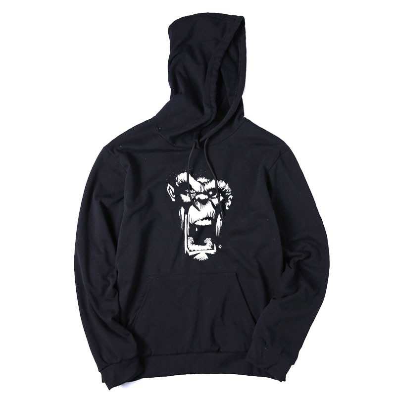 THE COOLMIND top cotton space cool monkey men hoodies casual cotton big size cool men hoodies loose hoodies with hat: XL