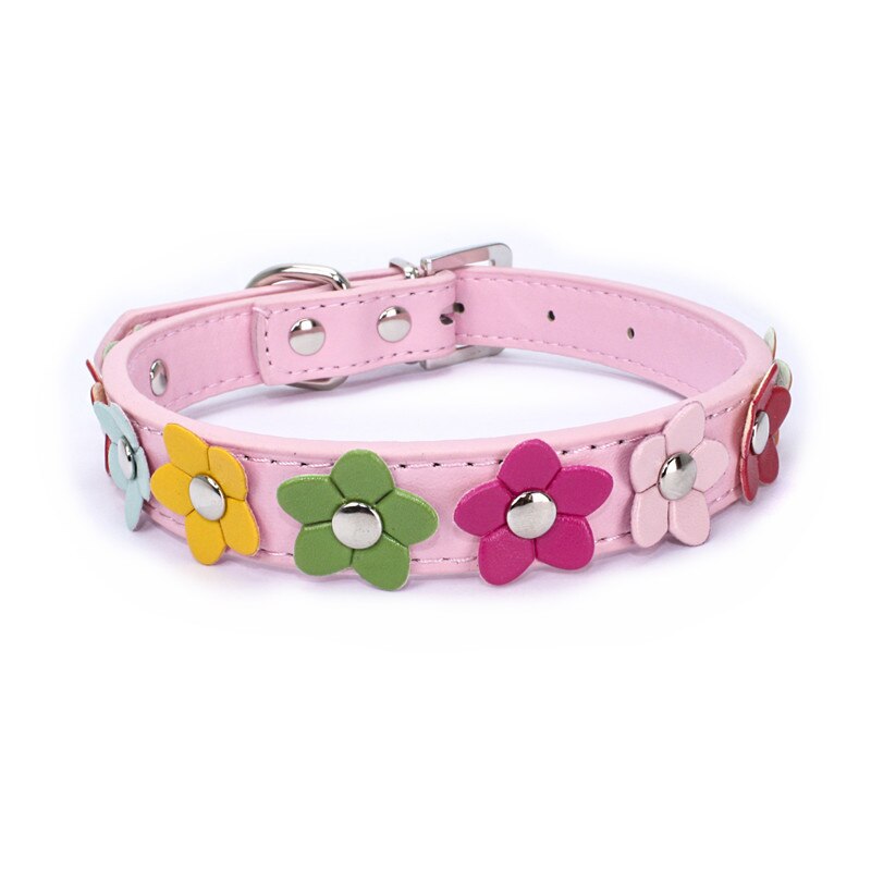 Pu litet hundhalsband blom nalle-hundhalsband blomhalsband för husdjur för katthundar valphalsband: Rosa / S