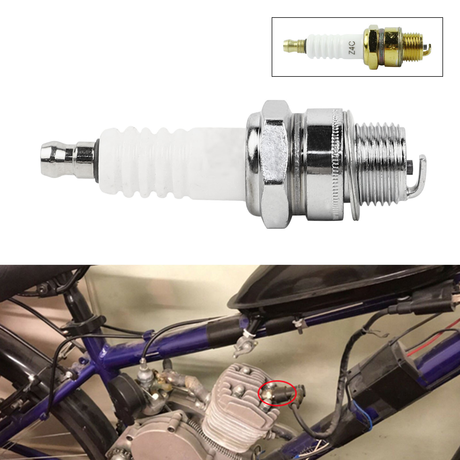 10 stk  z4c tennplugger for 49cc 50cc 60cc 66cc 70cc 80cc 2 takts yamaha suzuki motorisert sykkel sykkel moped scooter