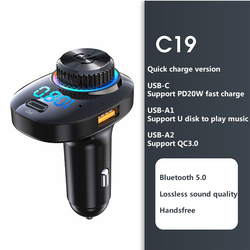 bluetooth coche manos libres coche transmisor bluetooth coche manos libres bluetooth telefono coche Receptor Adaptador de Audio para coche, accesorios Aux Bluetooth para música, reproductor Mp3, Cargador Usb: C19