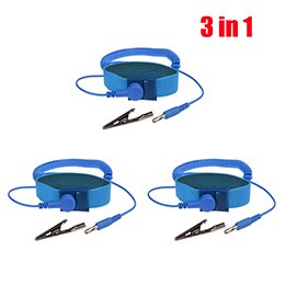 Adjustable Anti Static Bracelet Electrostatic ESD Discharge Cable Reusable Wrist Band Strap Hand With Grounding Wire: 3 in 1