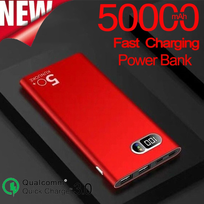 Batterie d'alimentation grande capacité téléphone Portable 50000mAh chargeur 2 USB affichage numérique batterie d'alimentation extérieure pour Xiaomi Samsung IPhone