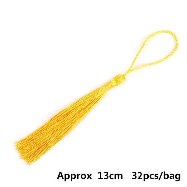 32 st/pack 13cm silkes tofsar fransmix 21 färger plocka tofsar hängande gardiner för att sy plagg heminredning: Orange gul