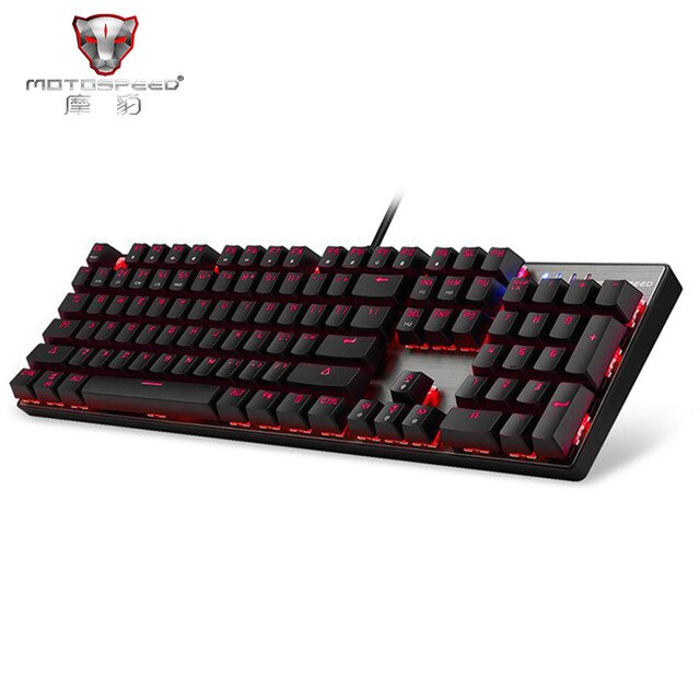MOTOSPEED CK104 Russian English Profession Gaming Wired Mechanical Keyboard 104 Keys Real RGB LED Backlit Anti-Ghosting for Game: Red Switch