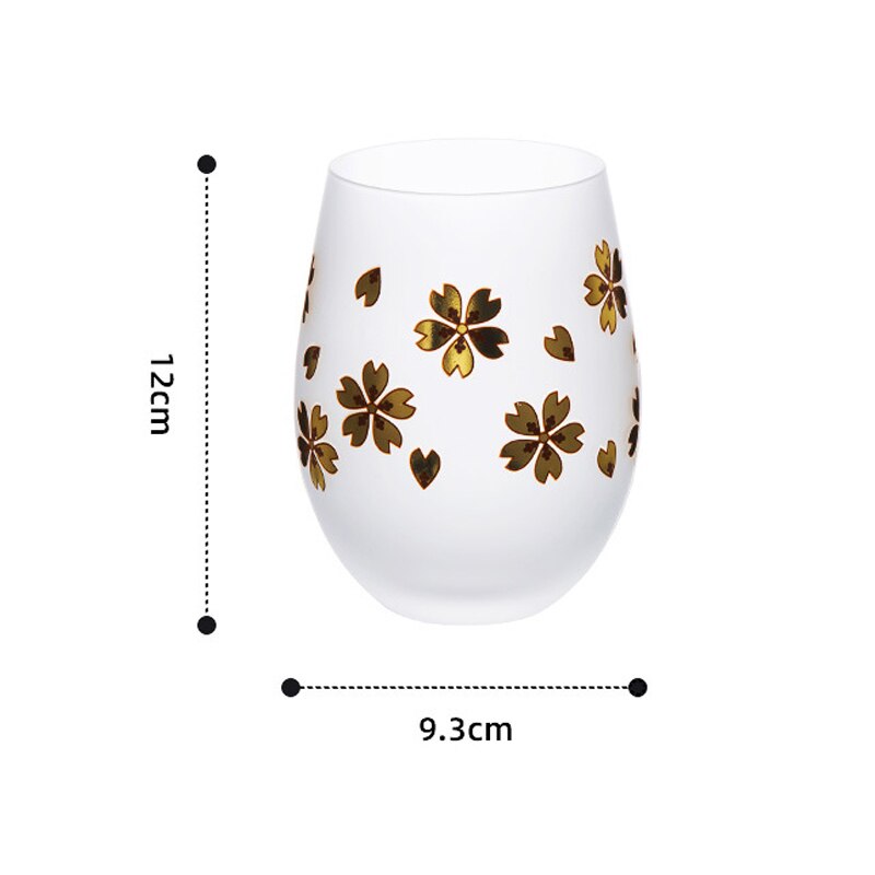 Japanse Stijl Sakura Frosted Glas Eco-Vriend Wijn Sap Bier Cup Featured Gouden Textuur Koffiekopje Creatieve Cadeau Voor vrienden: SAKURA C