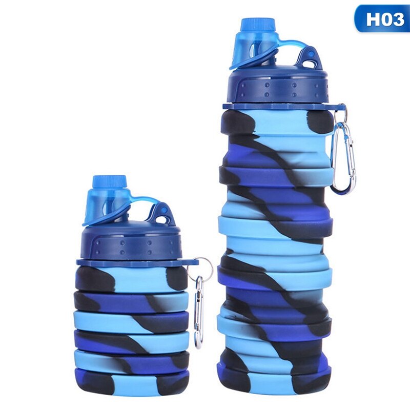 Trinkwasser Falten Dicht Klapp Silikon Nette Wasser Flasche freundlicher Stroh Tasse draussen Wandern Camping 500ml: H03