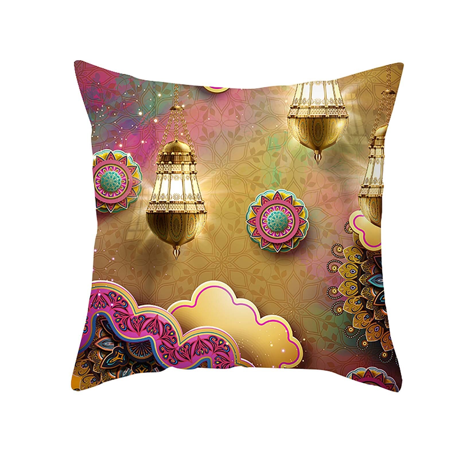 Ramadan musulman Motif Polyester Housse De Coussin Taie D'oreiller Décor À La Maison Taie D'oreiller Douce Bureau kussensloop 45X45Cm: C