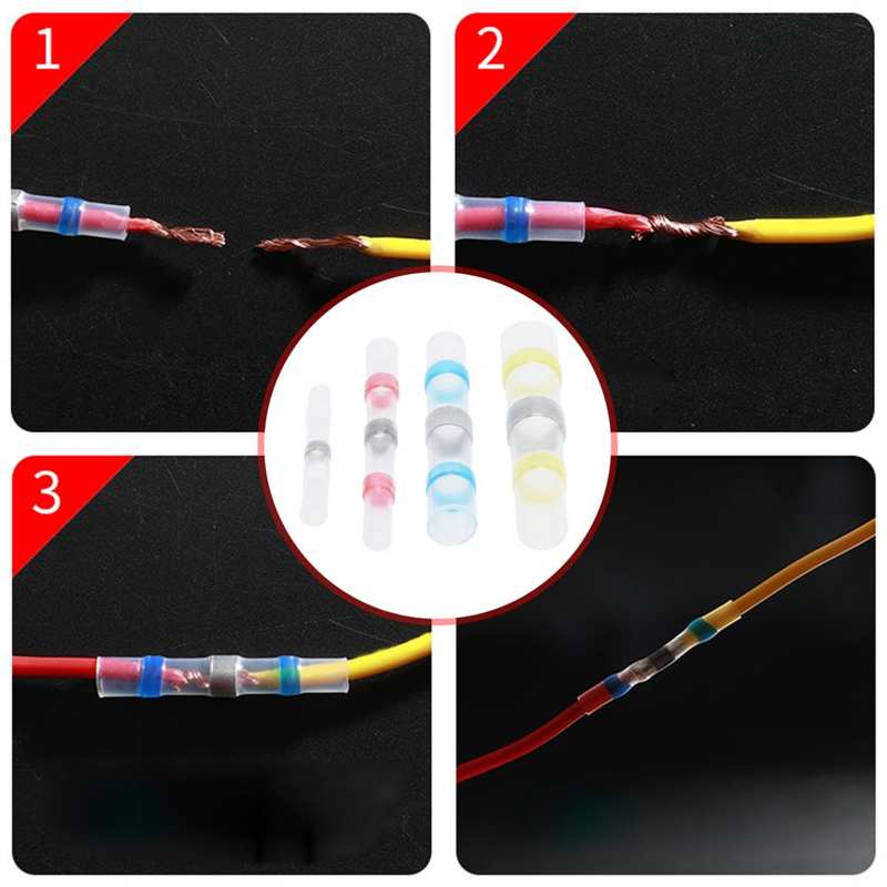 Terminal de crimpado de cable eléctrico, Kit de conectores a tope termorretráctiles para Industrial