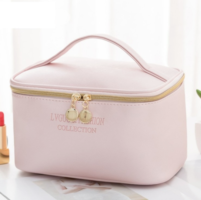 1 Pc Grote Vrouwen Cosmetische Tas Pu Lederen Waterdichte Rits Make-Up Tas Reizen Wassen Make Organizer Beauty Case: L-Pink