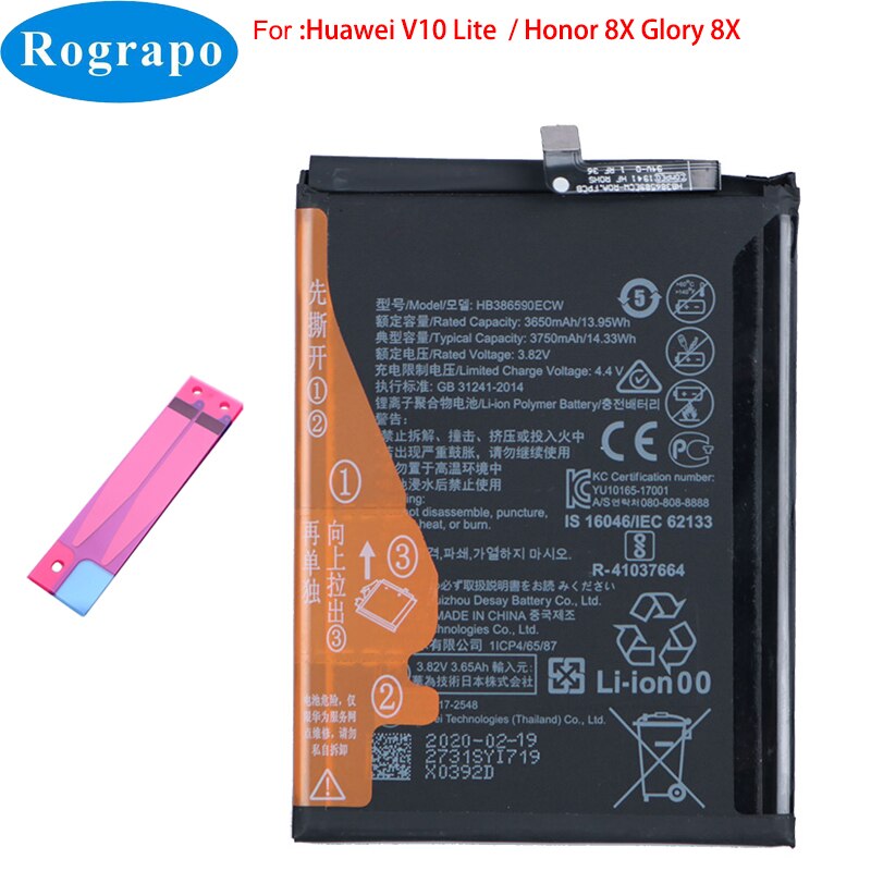 Original 3750mA HB386590ECW Handy Ersatz Batterie Für Huawei Ehre 8X Herrlichkeit 8X / View 10 Lite JSN-L21 L22 L23 l42