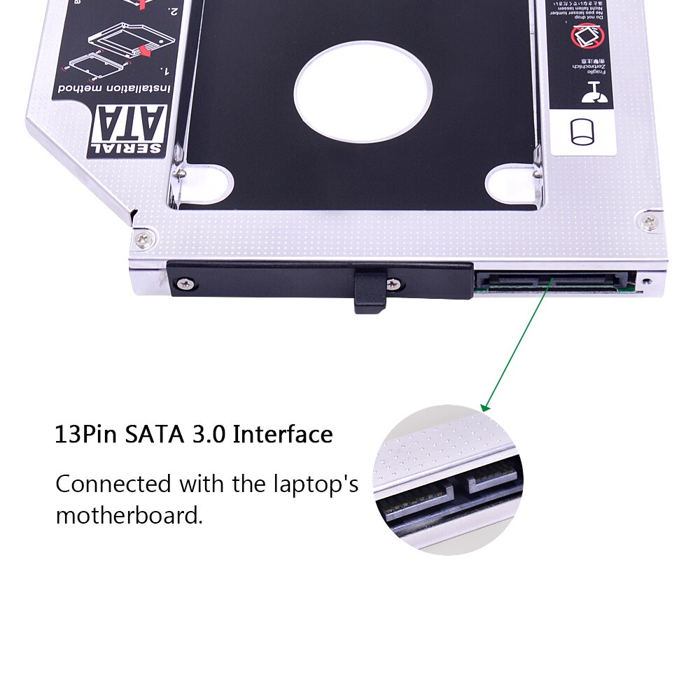 CHIPAL-carcasa de aluminio SATA III 2nd HDD Caddy de 12,7mm para SSD de 2,5 pulgadas, carcasa de HDD para Lenovo ThinkPad T420, T430, T510, T520, T530