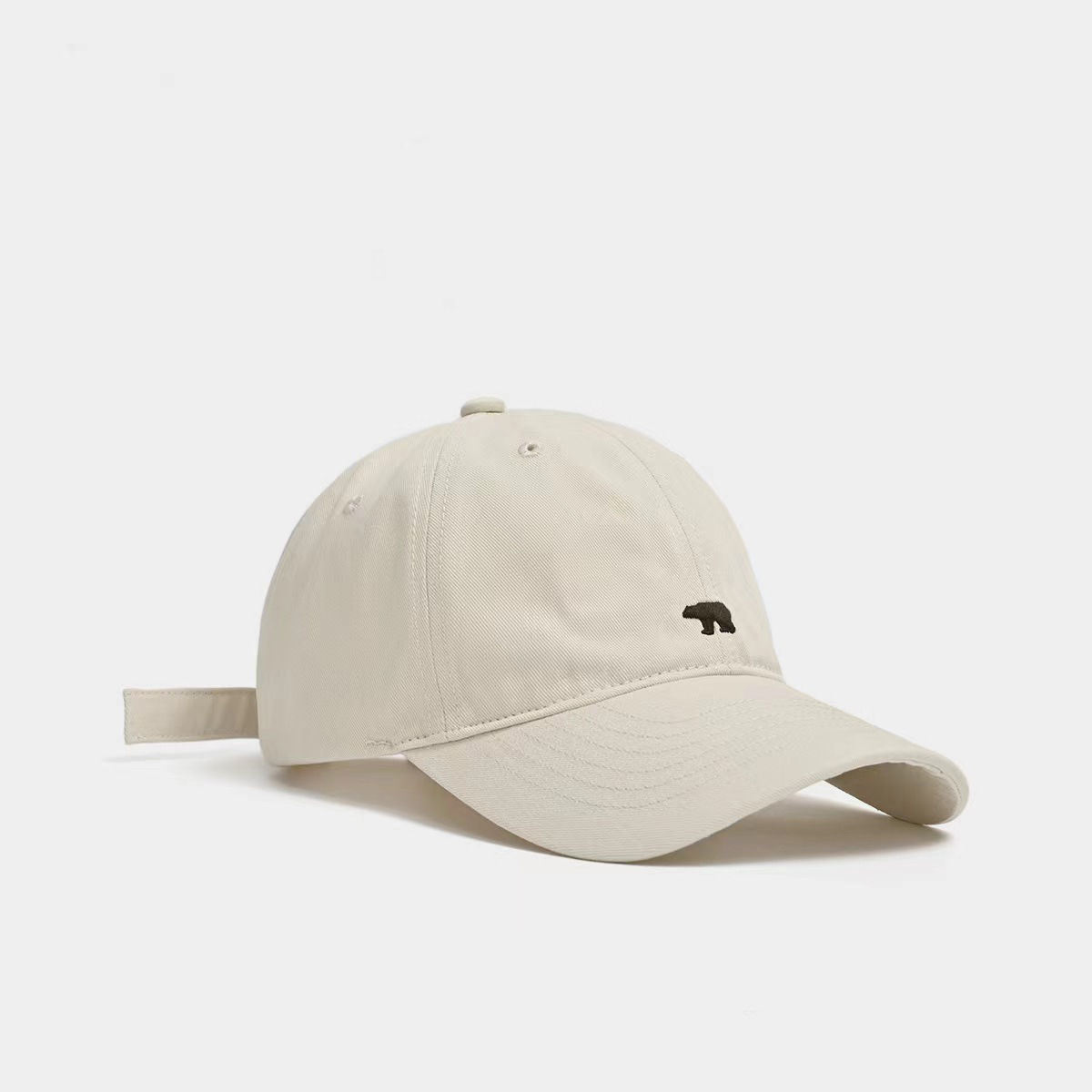 Zomer Veelzijdige Ijsbeer Geborduurde Baseballpet Met Grote Rand Voor Een Klein Gezicht, Unisex Duckbill Cap Voor Zowel Mannen Als Wome: Beige
