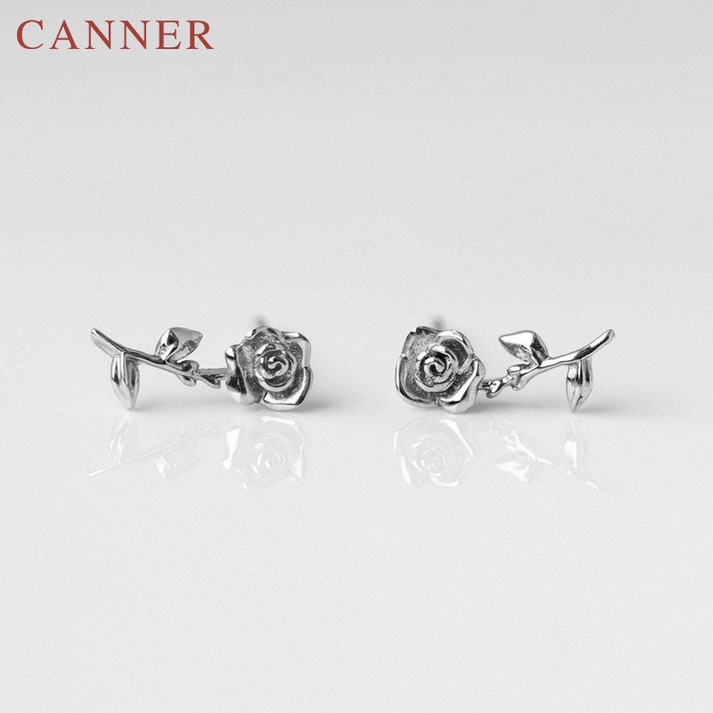 925 sterling zilveren rozenbloem oorbellen voor vrouwen in minimalistische zirkonia dieren slang/ogen oorbellen sieraden oorbellen: Zilver 4