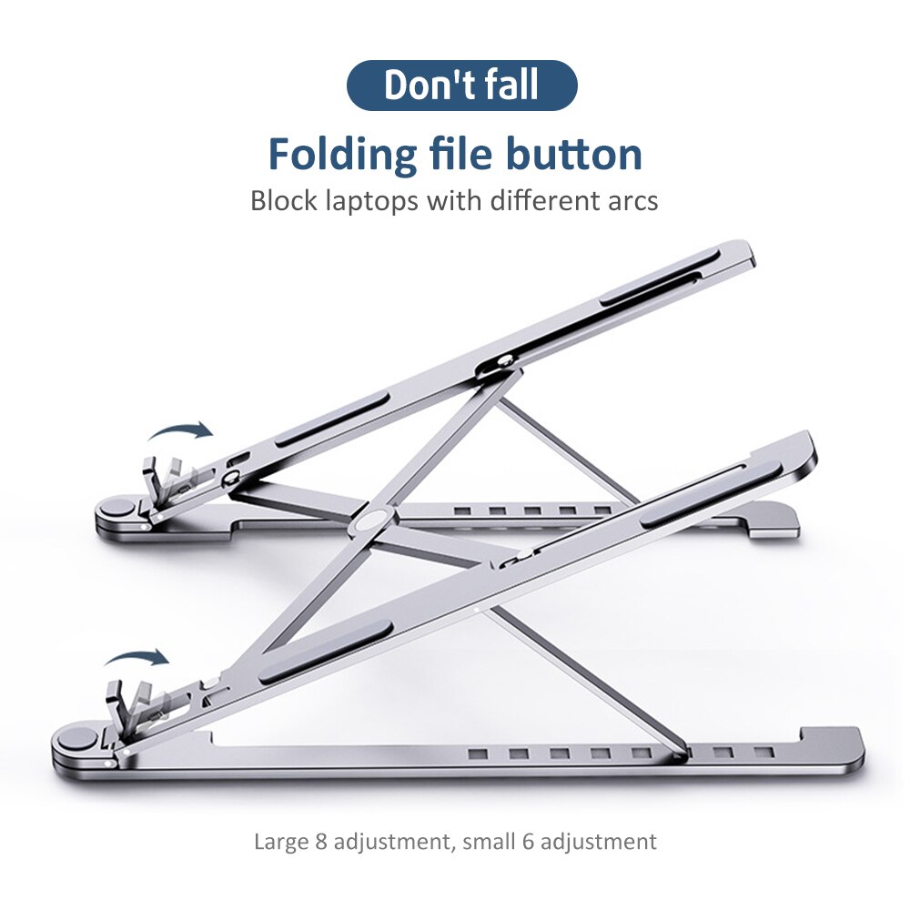 Soporte portátil ajustable de aluminio para ordenador portátil, soporte de escritorio para ordenador portátil, soporte para MacBook de hasta 15,6 pulgadas