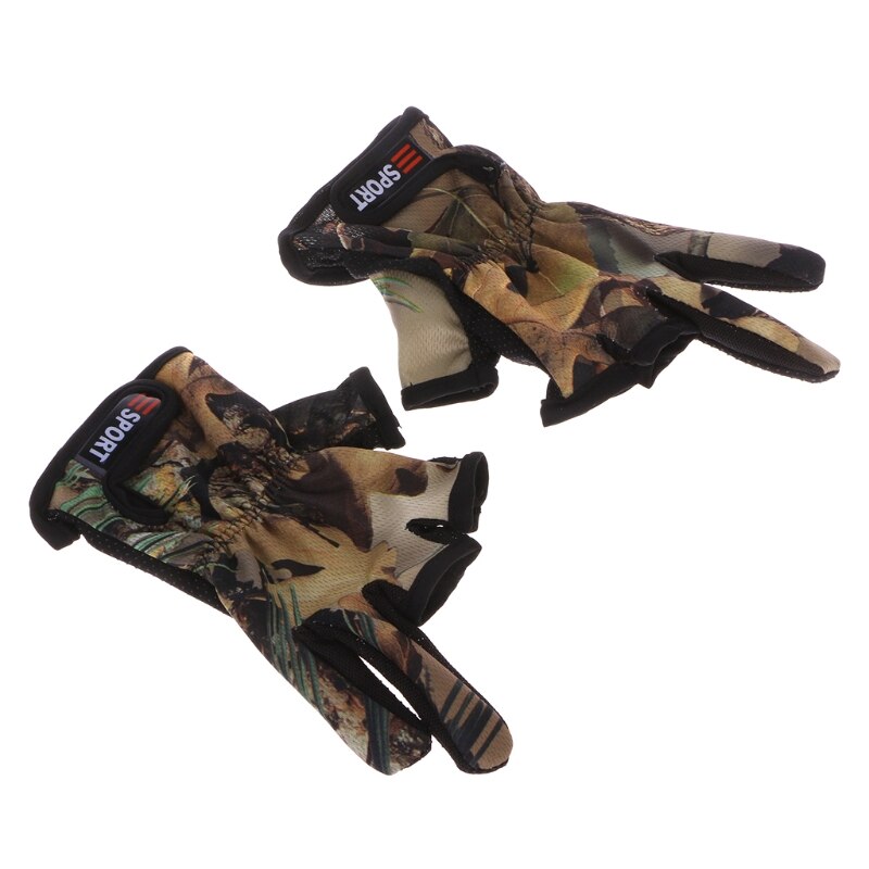 Fiskeri handsker 3 skåret finger slids udendørs sport anti slip åndbar camouflage