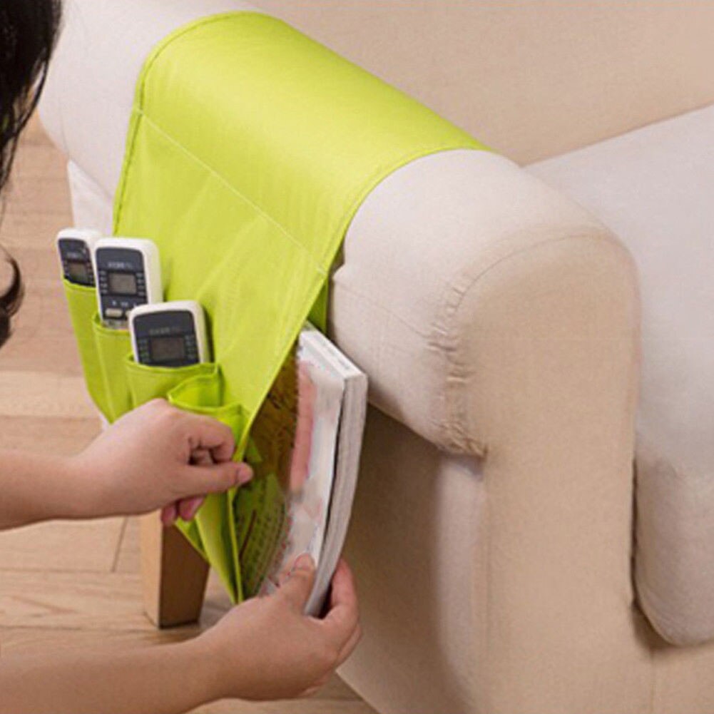 Home Sofa Arm Rest TV Remote Control Organizer Holder 4 Pockets Chair Couch Magazine Storage Bag 94 X 32cm