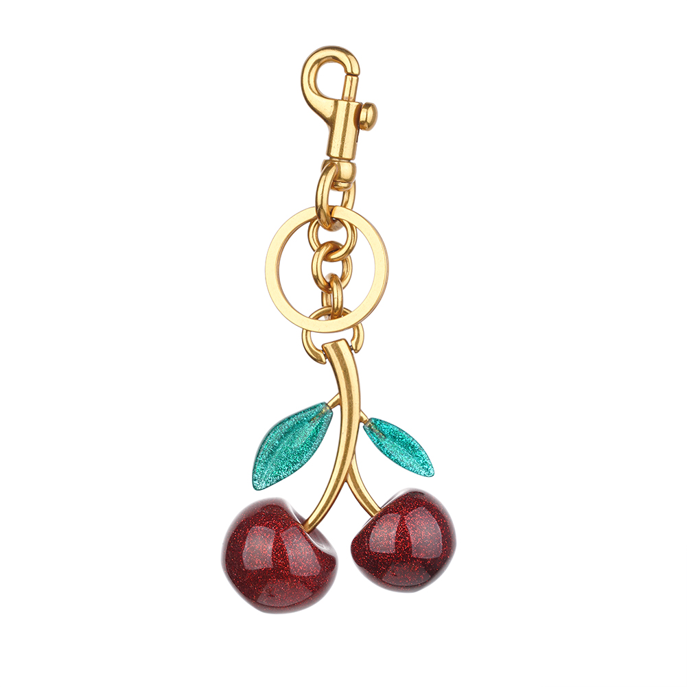 Cherry Charm Handbag Pendant Keychain for Women's Exquisite Internet-famous Crystal Cherry Bag Accessories High-Grade Pendant: Gold