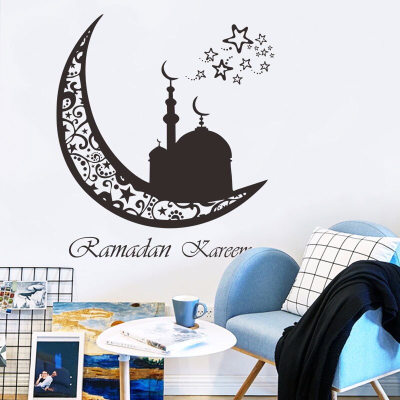 Wall Sticker DIY Karim Ramadan Auspicious Islamic Wall Stickers Bedroom Living Room Decoration Muslim stickers muraux