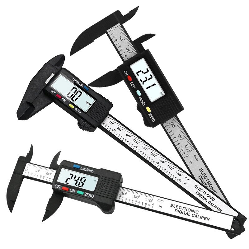 150mm/6 &quot; karbonfiber digital skyvelære 100mm/4 tommers plast vernier skyvelære måler elektronisk plast skyvelære skyve linjal måler