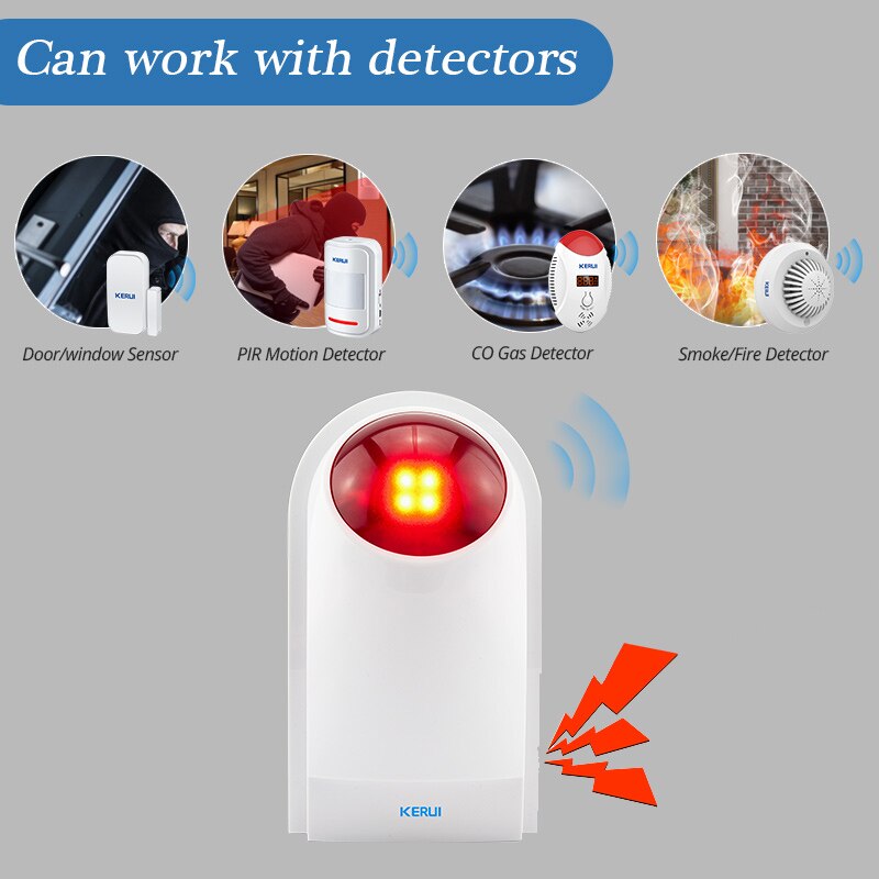 KERUI-Alarma con sirena para sistema de seguridad del hogar, dispositivo con sensor interior de trabajo y alerta inalámbrica e intermitente, tipo GSM, de 120 db, 433 Mhz, de , modelo J008