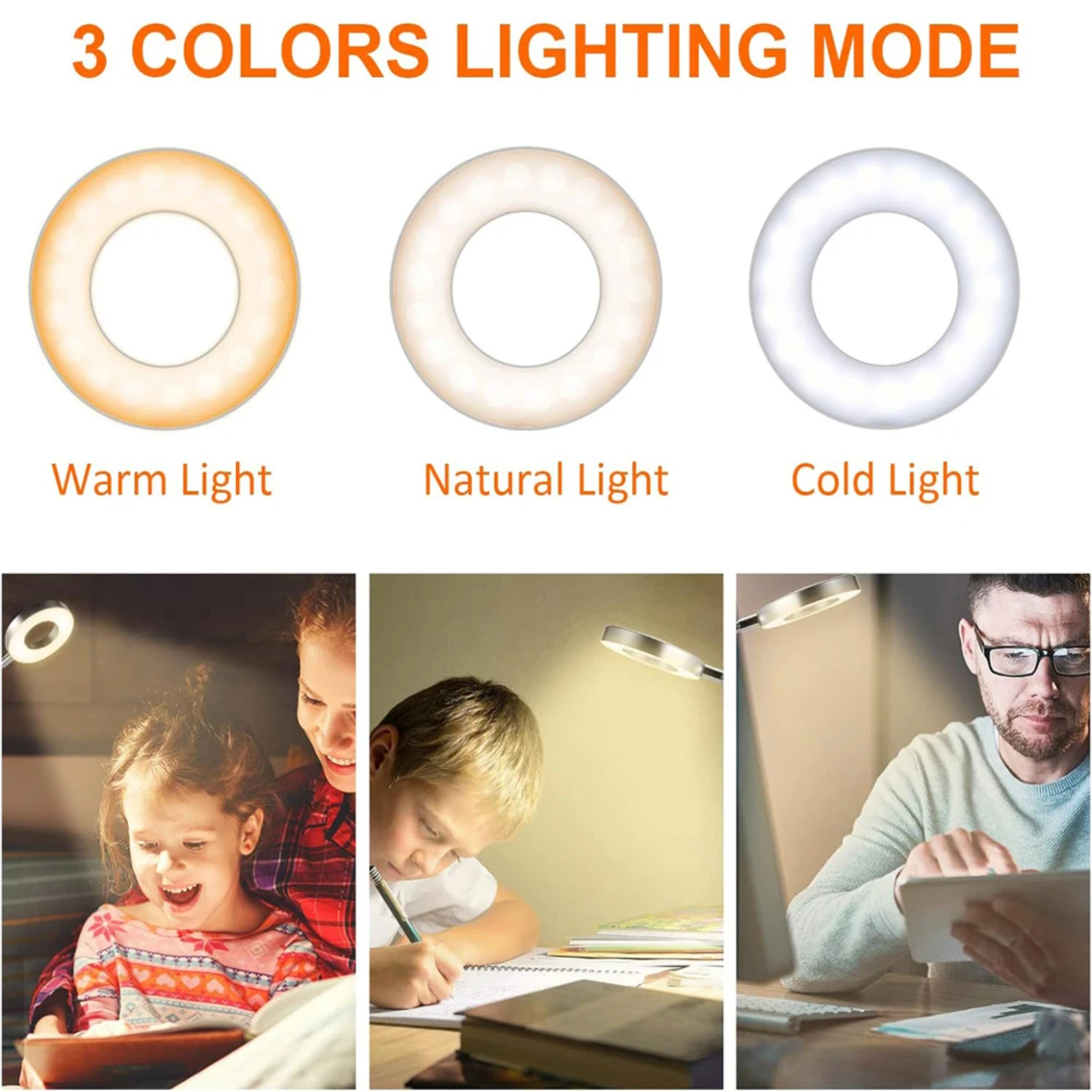 LED-Leselampen ° flexibel, schwanenhals-dimmbare Tischlampe zum Anklipsen, für Höhle Innenbereich, Schlafzimmer, Augenschutz, Schreibtischleuchte, Buchklemmenlampe