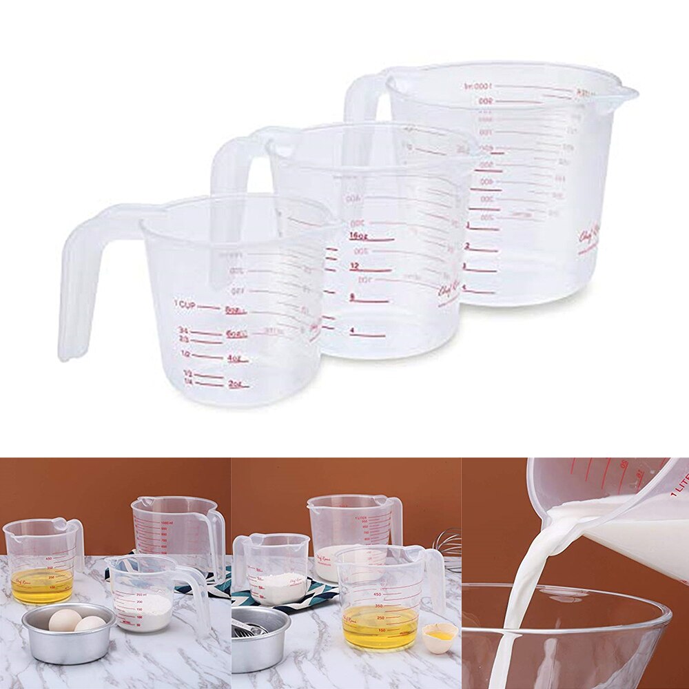 Plastic Measuring Cup Set Jug Pour Spout Surface Kitchen Measure Cup With Angled Grip And Spout For Flour Oil Powder