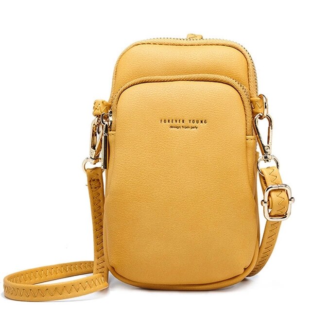 Yojessy pequena bolsa de ombro & peito para as mulheres cartão de bolso do telefone celular couro do plutônio senhoras crossbody sacos bolsa feminina saco do mensageiro: YOJ001 Yellow