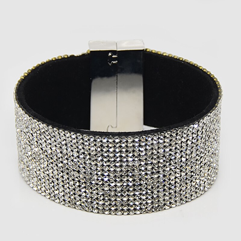 Chanfar Breite Samt Volle Strass Kristall Gepflastert Wrap Armbänder Für Frauen Hochzeit Armbänder Armreifen Schmuck