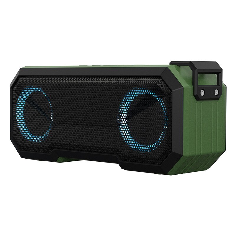 Portable Wireless Bluetooth-compatible Speaker Bass Column Outdoor USB Speakers With FM Radio AUX TF Power Bank Charging: Army Green