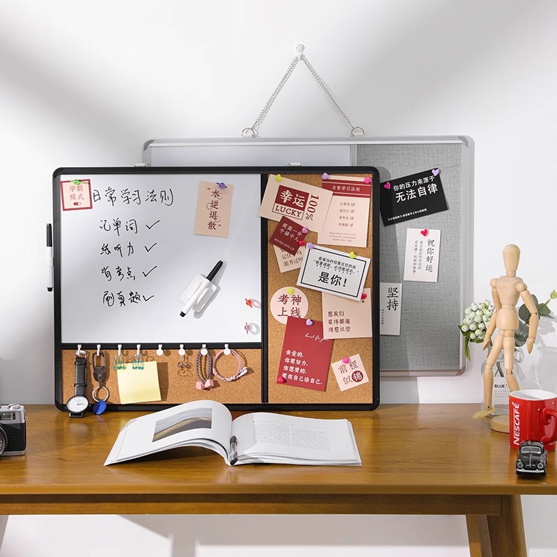 Funido gesplitst zwart frame kurk whiteboard combinatie - 12x16inch / 16x24inch / 18x24inch / 20x28inch magnetisch prikbord fotowand zichtbord thuiskantoor decoratief bord