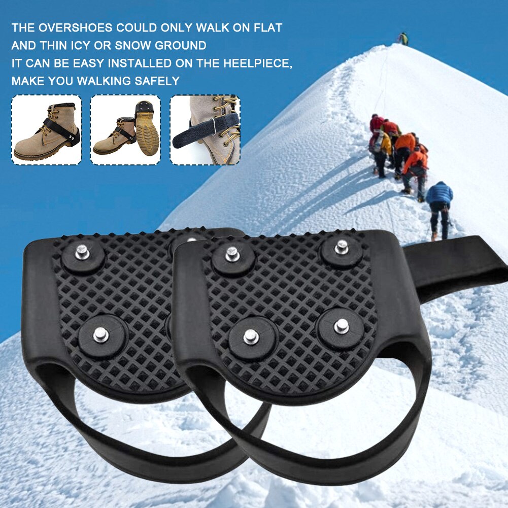 1pair 4 Studs Safety Outdoor Climbing Spikes Hiking Ice Gripper Winter Accessory Crampon Shoe Cover Non Slip Snow Walking Sports