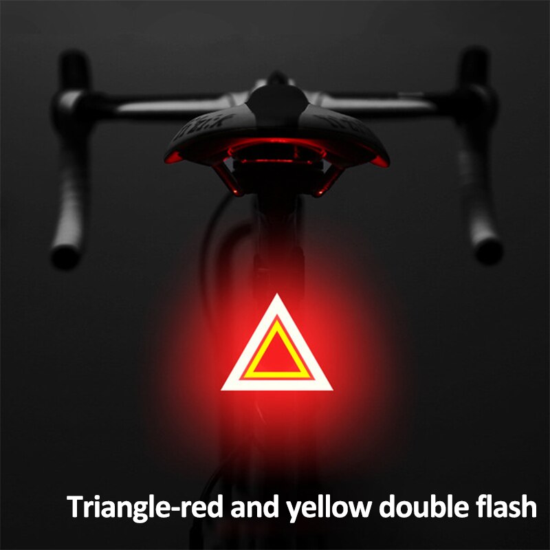 Fiets Licht 5 Verlichting Tailight Modes Fietslicht Usb Charge Led Bike Light Flash Strobe Opsteekt Voor Mountainbike Zadelpen: Triangle D