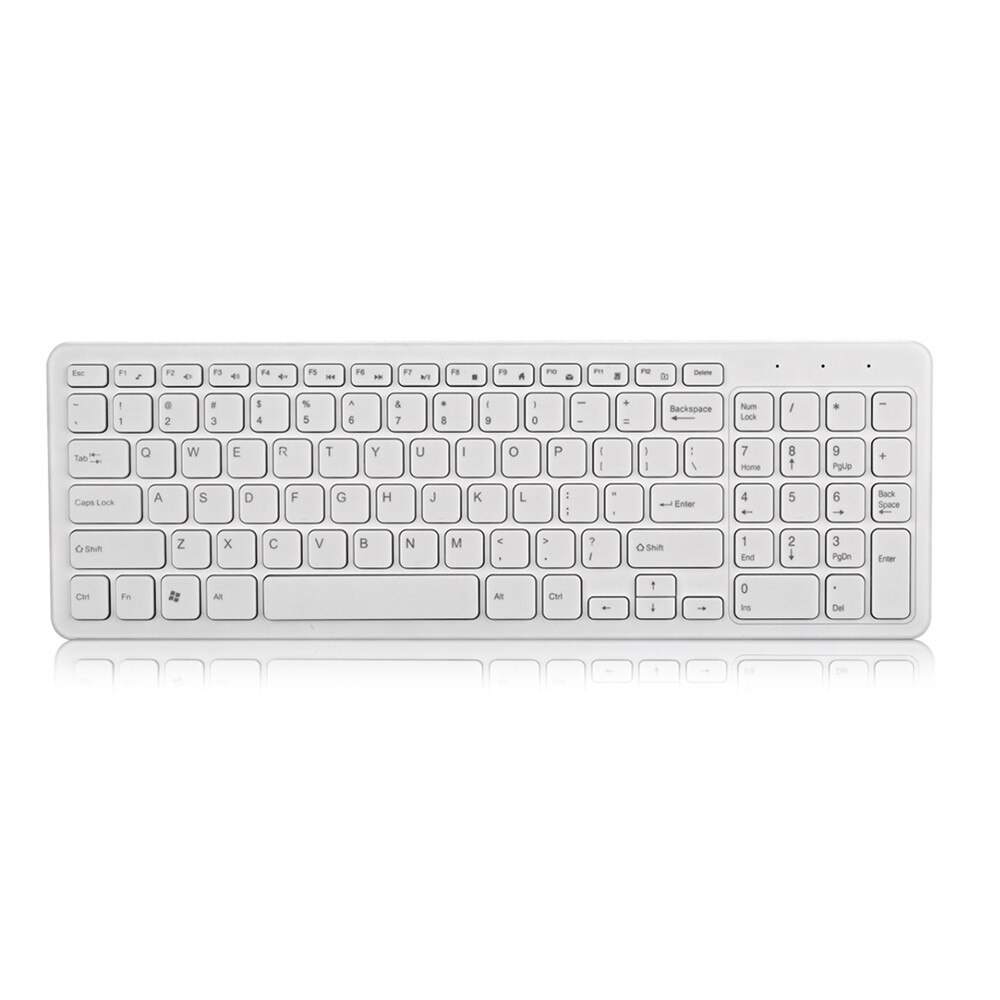 1000 DPI USB optical high-speed 2.4G receiver ultra-thin wireless office gaming keyboard and mouse set, suitable for PC laptops: White keyboard