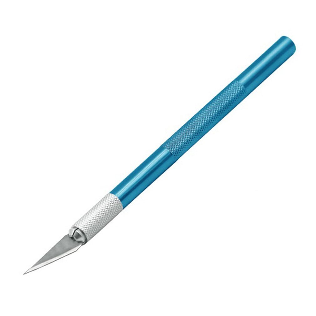 Non-Slip Metal Scalpel Knife Tools Kit Cutter Engraving Craft Knives+5pcs Blades Mobile Phone PCB DIY Tool: blue
