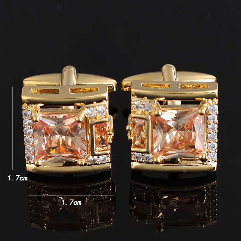 Vierkante Zircon Steen Manchetknopen - Klassieke Stijl - Luxe Overhemd Pak Accessoires: Rhodium Plated