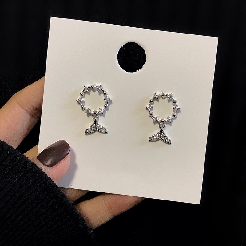 SODROV 925 Sterling Silver Shell Mermaid Stud Earring for Women Fine Party Jewelry HE050 brincos