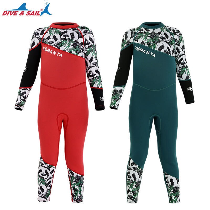 Traje de neopreno de una pieza para niños, traje de buceo para surfear, natación, estampado de Panda, protector de sarpullido, 2020mm, novedad de 2,5