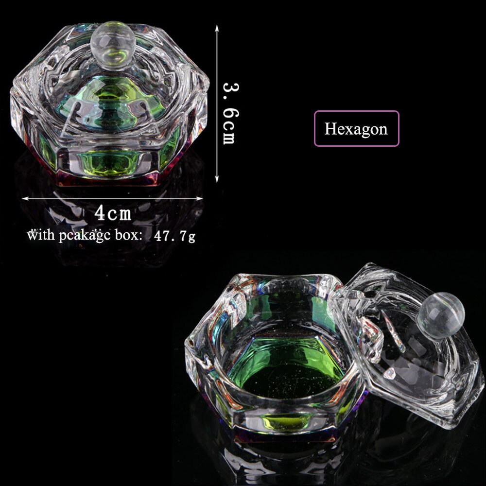 1 Pc Acrylic Nail Art Powder Liquid Cup Holder Container Manicure Glass Salon Bowl Tool Rainbow Crystal Cup Nail Art Salon Tools: Type 3