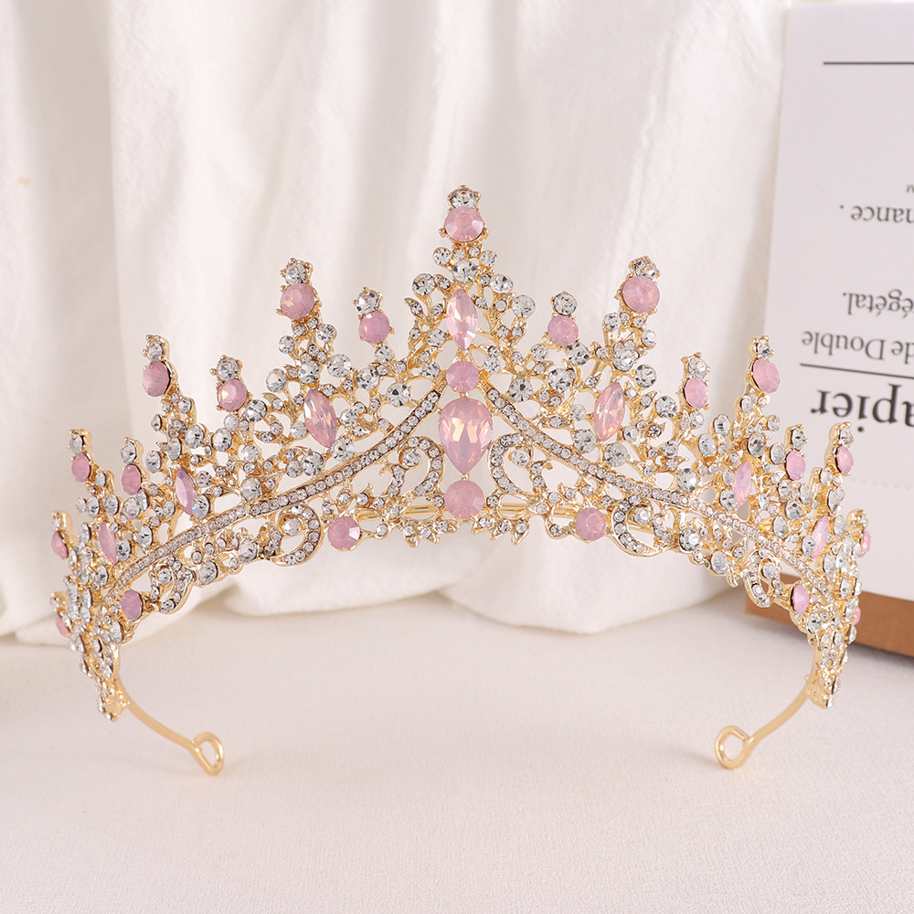 Tiaras nupciales de cristal de ópalo de Reina de princesa barroca, coronas, tocados elegantes de lujo, diadema, vestido de pelo de boda, accesorios de joyería: Pistola negra plateada