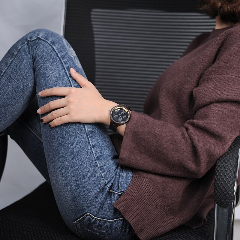BOBO BIRD-relojes de madera para mujer, distintivo de copo de nieve en gafas, banda de madera, relojes para , C-P16-3
