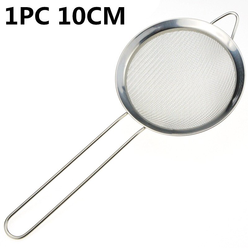 Stainless Steel Fine Wire Colander Long Handle Kitchen Flour Mesh Sieve Sturdy Oil Strainer Sifter: 10CM