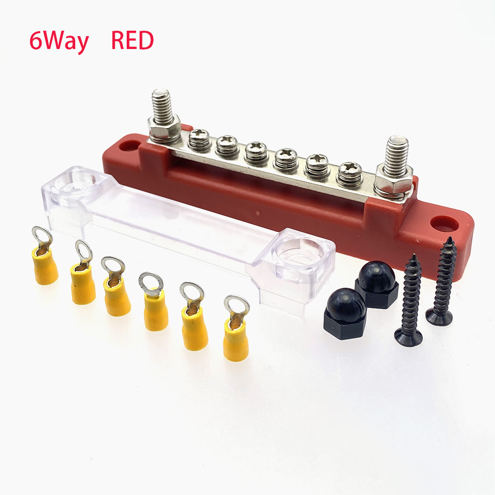 Power Distribution Block 6 Way Bus Bar Terminal Block 300V AC 48V DC 130A AC 150A DC Car Terminal Studs for Car RV Truck Boat: Dark Grey