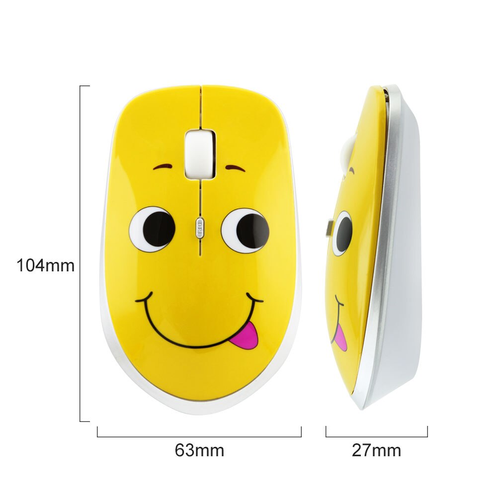 Mouse Wireless, Laptop USB 2.4G, Mouse silenziosi ottici per Computer PC, faccia sorridente simpatico cartone animato mause ultrasottile, simpatici regali pratici