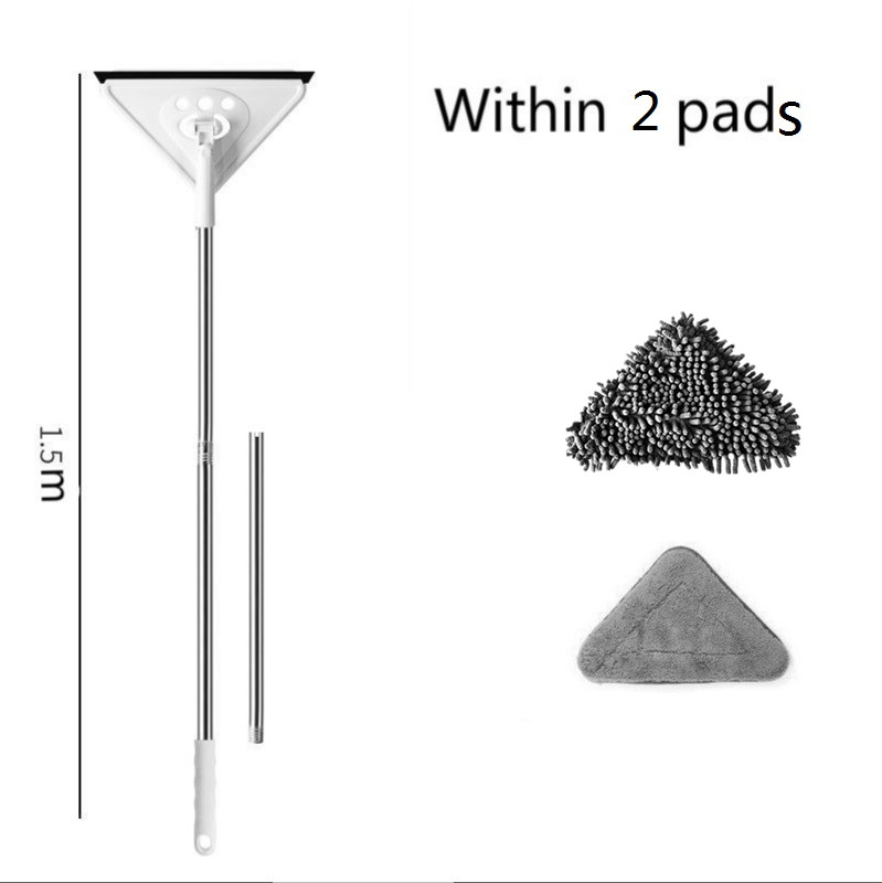 Vip Dropshipping prodotti per la pulizia della casa triangolo Mocio per lavare vetro facile soffitto polvere parete pavimento pianoforte finestre telescopiche: 1.5M within 2 pads