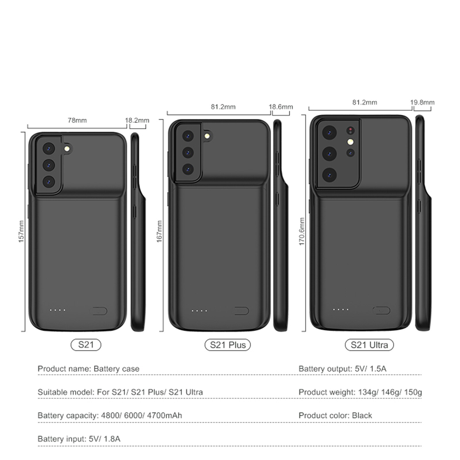 Voor Samsung Galaxy S21 Plus Batterij Case Slim Externe Power Bank Voor Samsung S21 Ultratpu Shockproof Batterij Opladen Cover