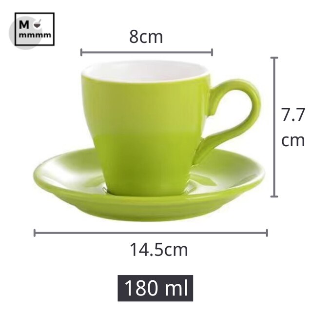 Bts-taza grande de cerámica para café, tazas de café con platillos, de Color sólido, para té, cambia de Color: green