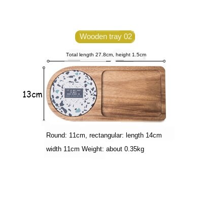 Japanese Acacia Wood Solid Wood Plate Beverage Dessert Rectangular Tray Ceramic Coasters Plate Dish for One Person: 02