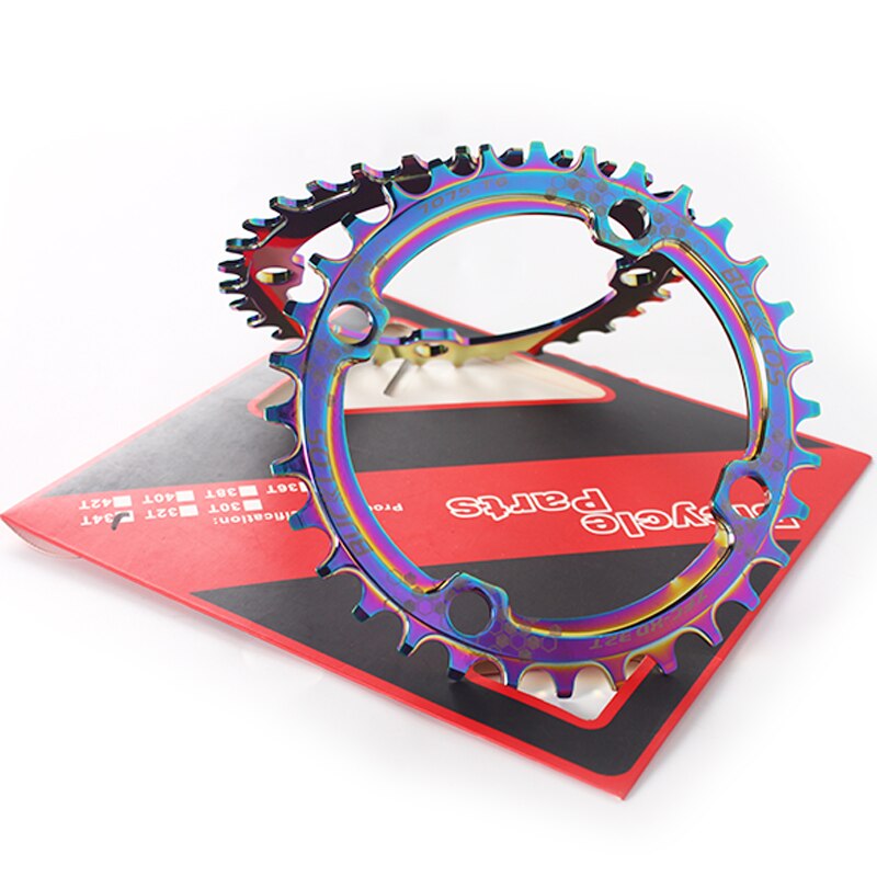 104 BCD Rainbow Bicycle Chainring Narrow Wide 30/32/34/36/38T Chainwheel Colorful MTB Bike Crankset Plate Bicycle Crank